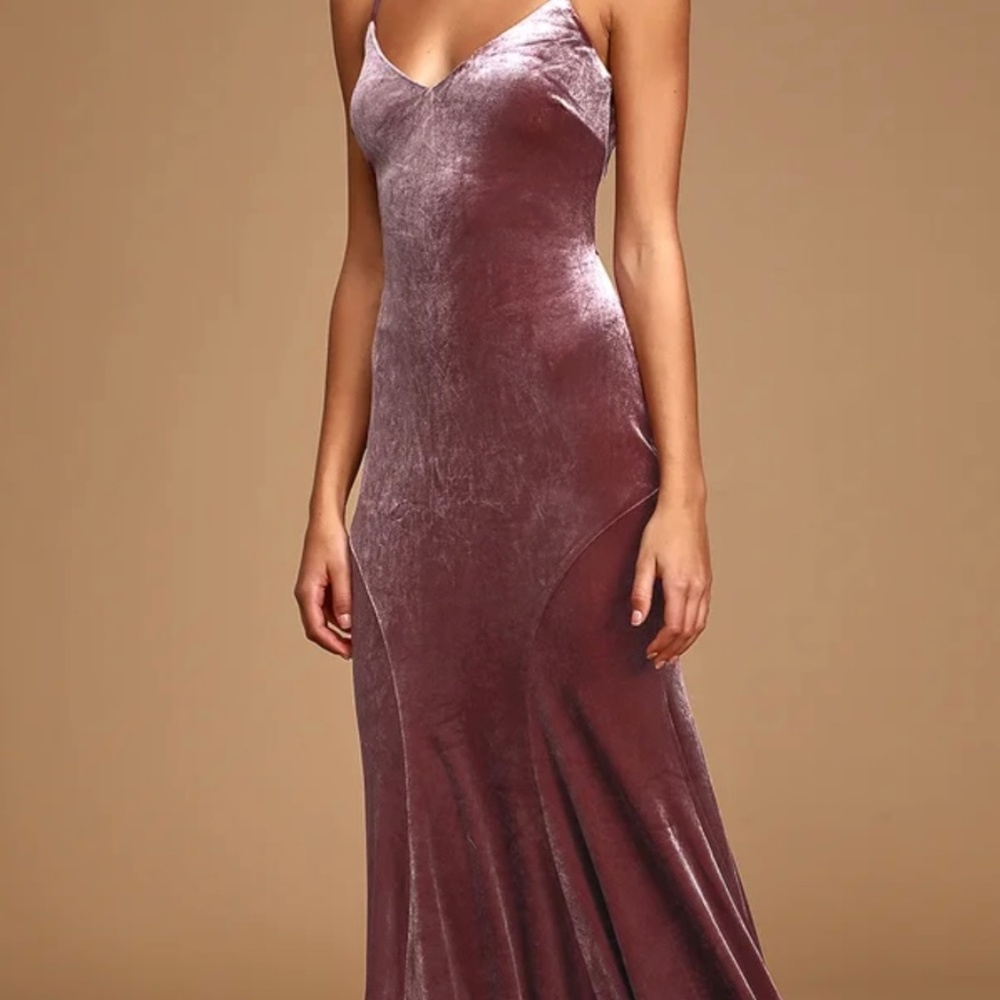 Timeless Love Dusty Purple Velvet Mermaid Maxi Dress